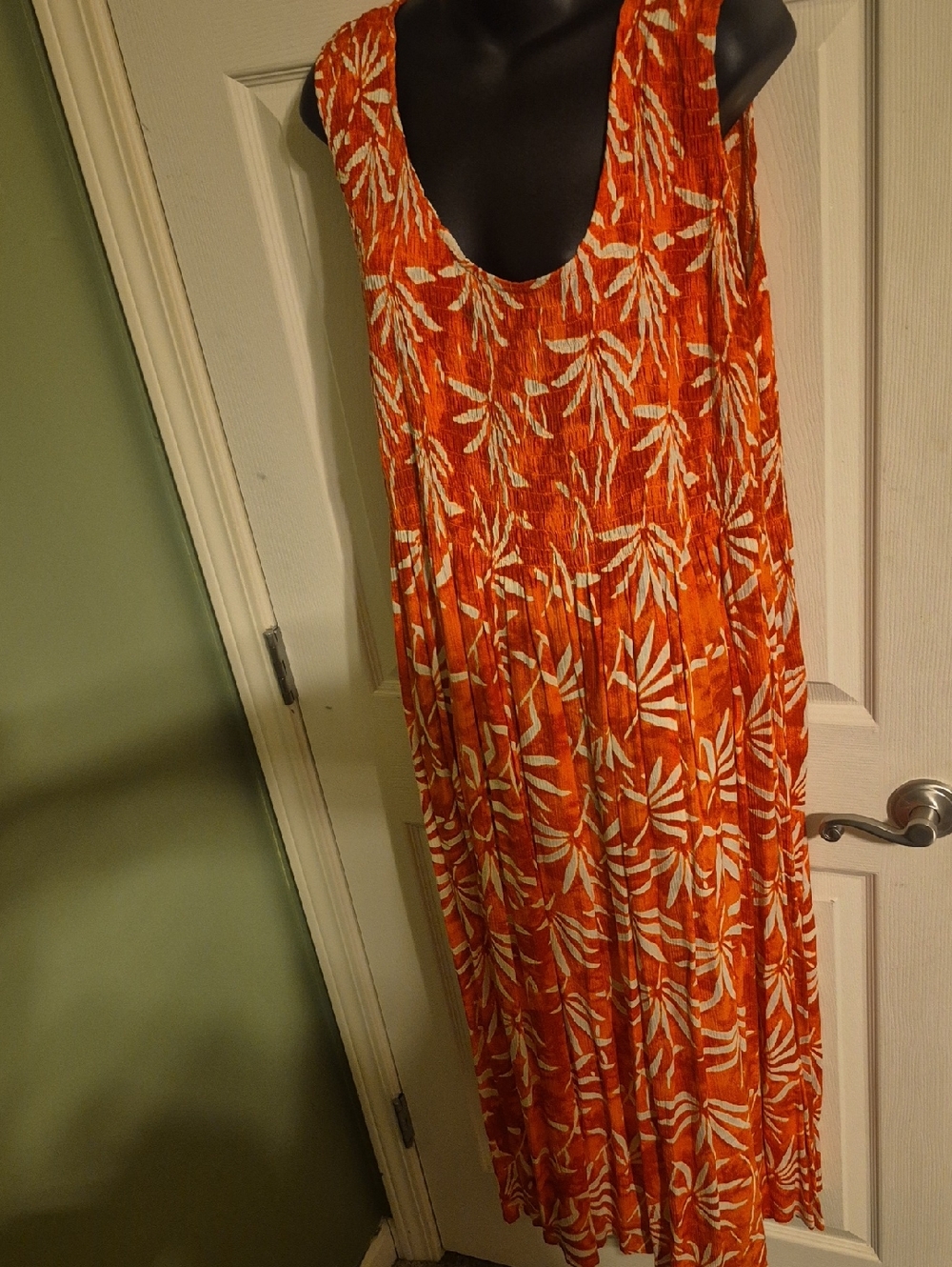 Kaktus Orange and White Floral Maxi Dress
